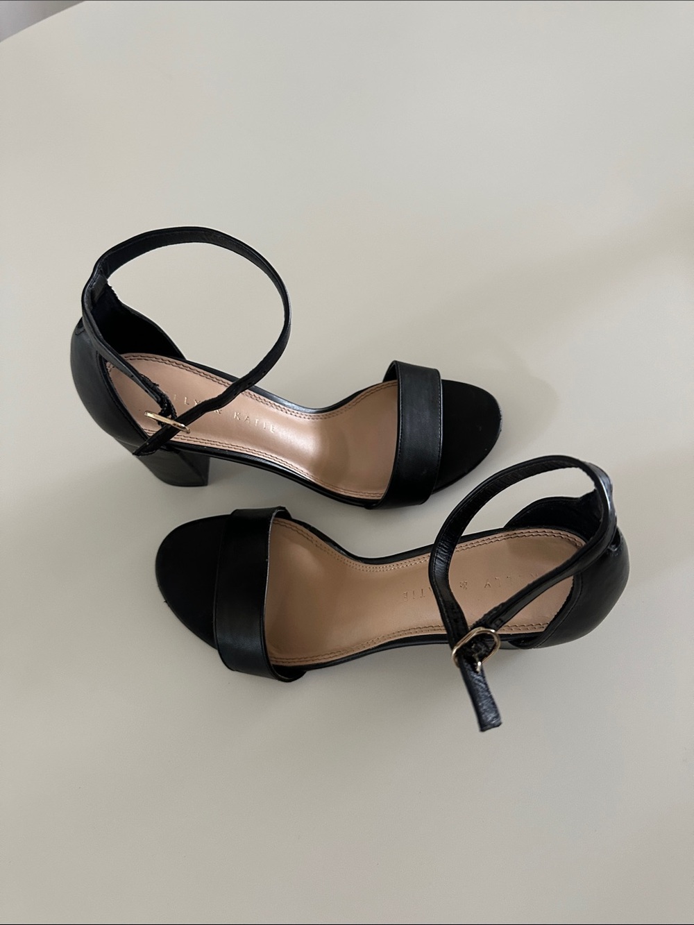 Kelly & Katie Black Ankle-Strap Block Heel Sandals